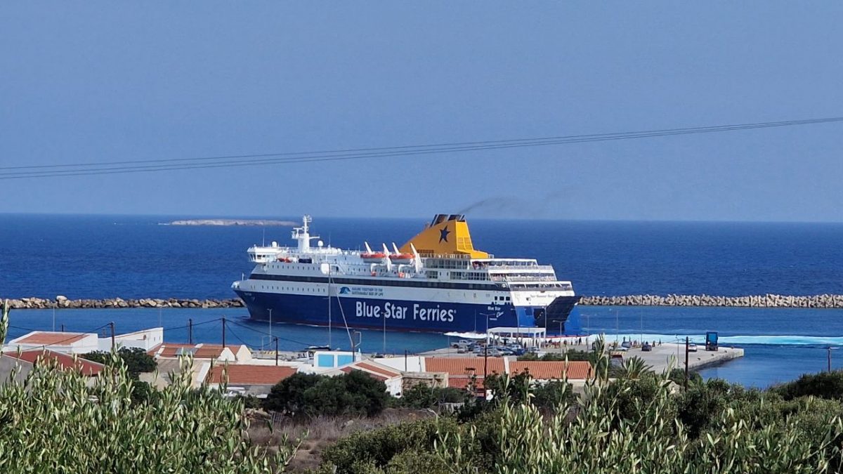 Blue Star Ferries vessel entering the Kasos ferry port