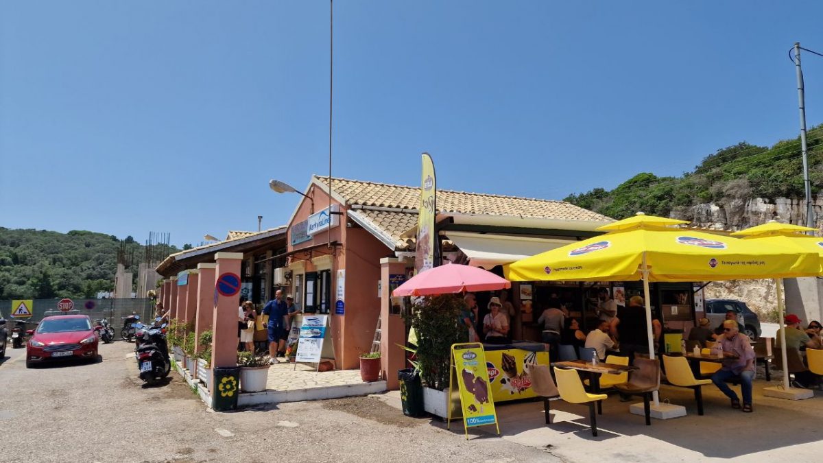 cafe and ticket office at paxos ferry port