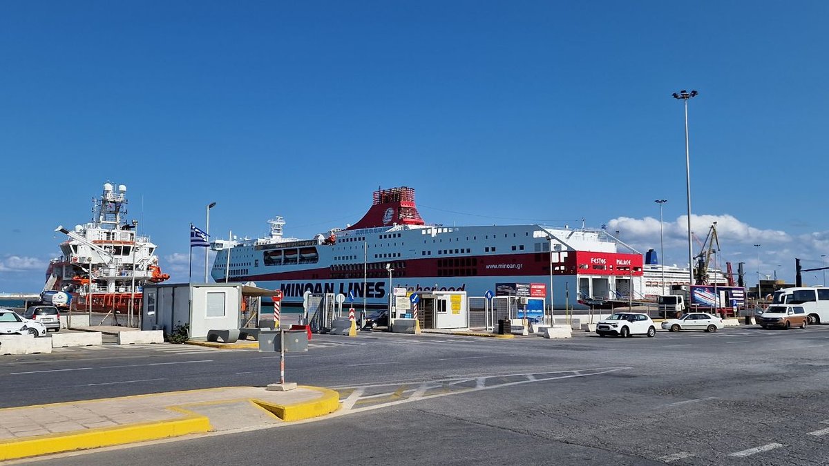 driving into the ferry port in heraklion crete