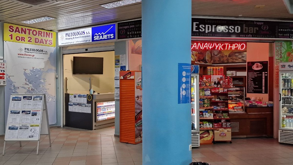 espresso bar in heraklion ferry port