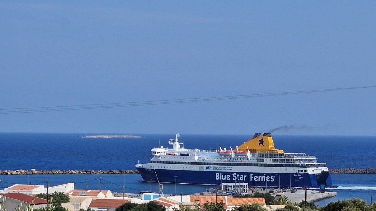 Ferry arriving in Kasos island, Greece