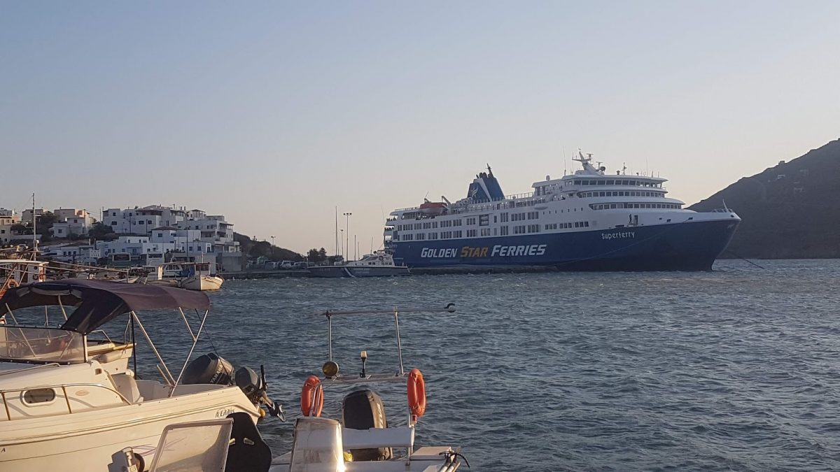 Ferry in andros island greece